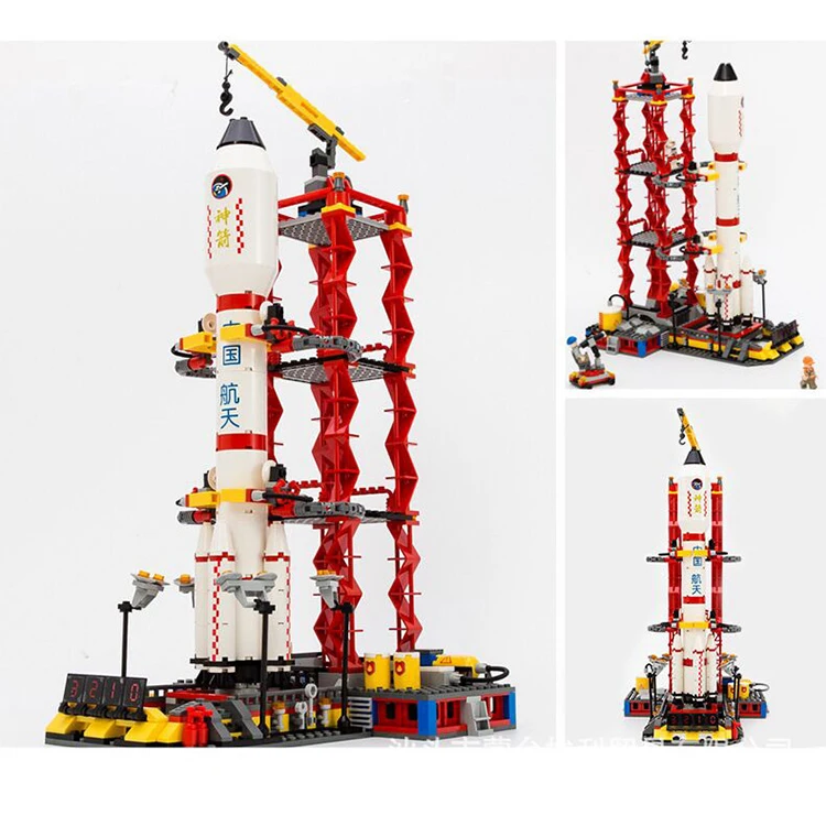 Plastic ABS large block spacecraft launch center building bricks set