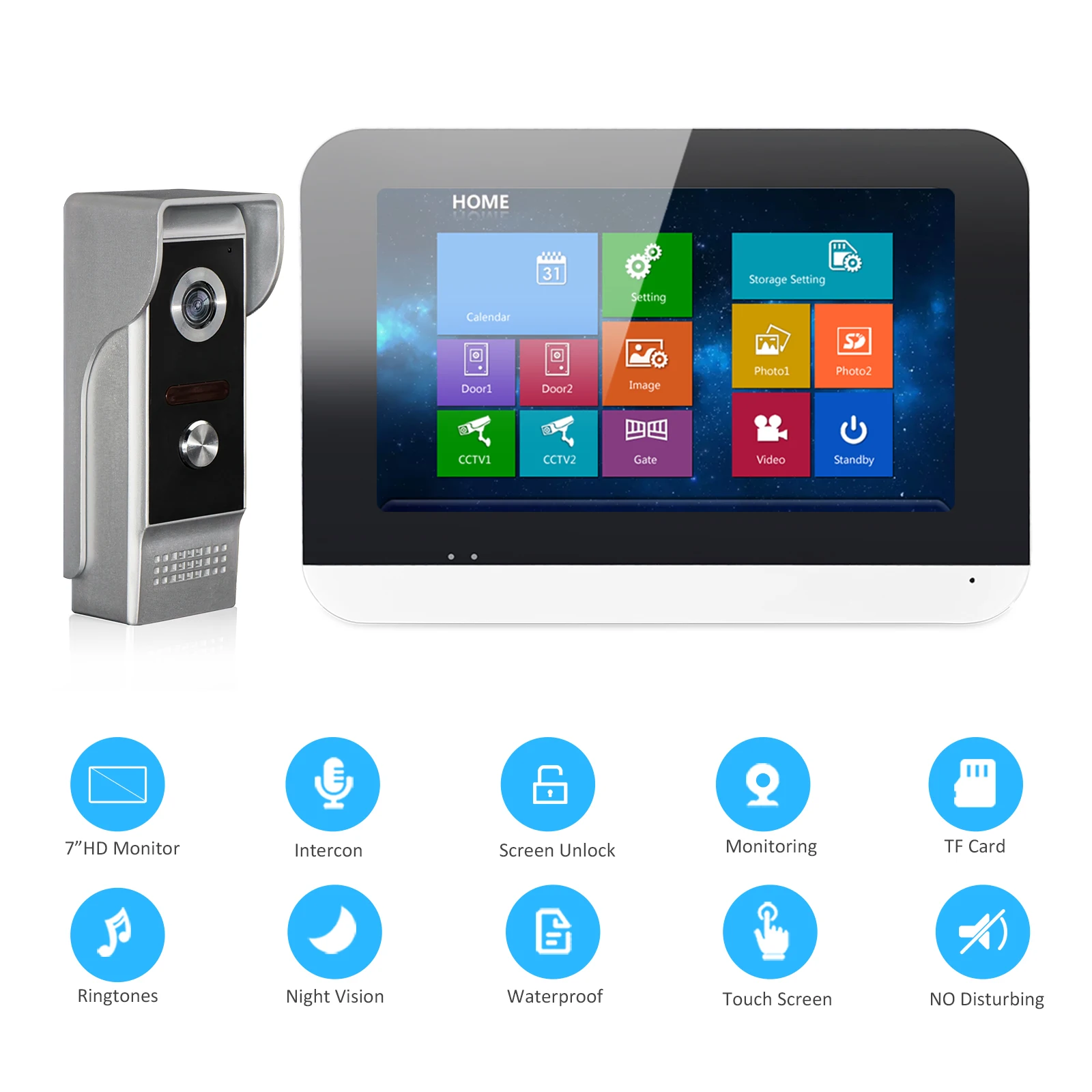 7 inch touch monitor visual intercom door phone system 4 wires video doorbell camera video door phone intercom system
