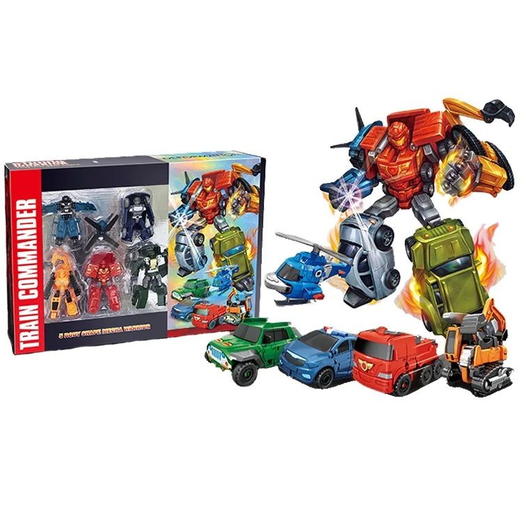 5 образовательных автомобилей в форме тела mecha, преобразовательная игрушка-робот