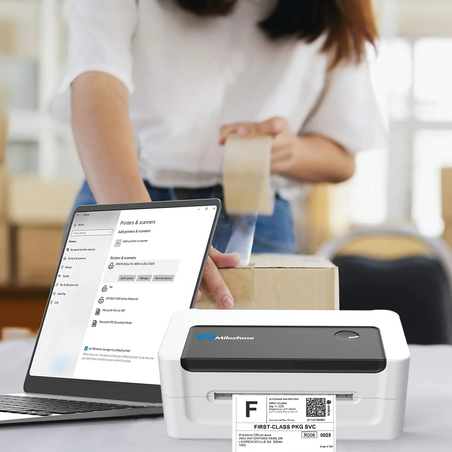 Milestone 150mm/s FBA Waybill Printer EM/ODM 4 Inch Shipping Label Thermal Printer 4x6 Label Printer