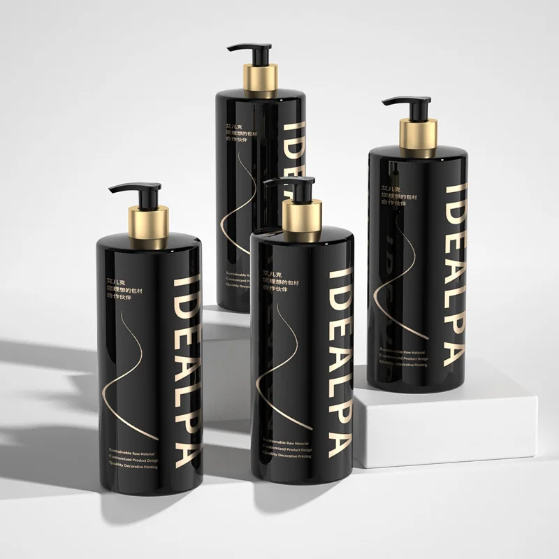 Wholesale Factory Price 1000ml Round Flat Shoulder Refillable Body Wash PET Plastic Pump Bottle