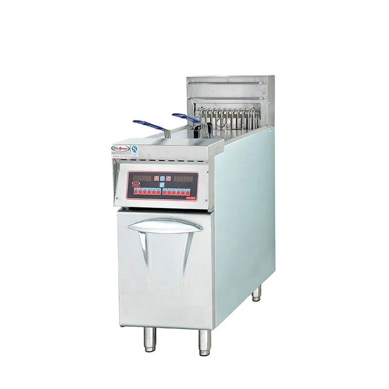 Vertical commercial 1-tank computer digital deep fryer with 2 baskets