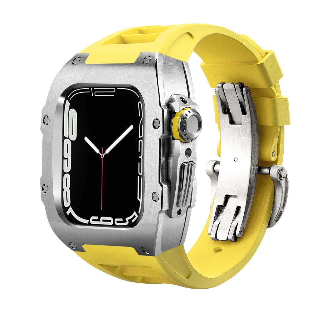 Комплект для часов из нержавеющей стали 316L резиновый корпус Apple Watch Series 8 7 6 SE 5 4 3 44 45