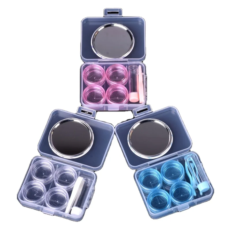 Customizable Cartoon Letter Contact Lenses Case Boxes 2 Pairs Travel kit Portable Contact Lens Cases with Mirror