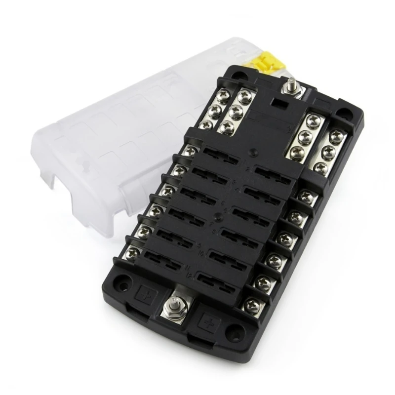 Waterproof 12 Way Blade Fuse Box Standard Circuit Fuse Block Fuse Holder Automotive