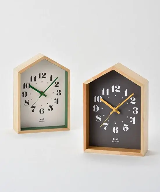 Wooden House Shape Block box clock Table Desk wall clock