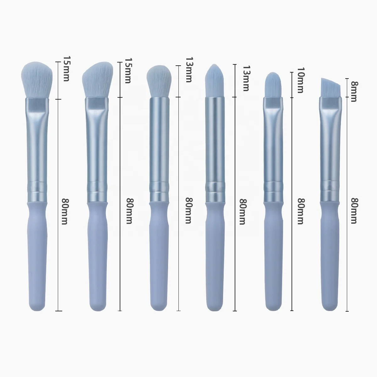 6 Pieces Eyeshadow Concealer Liner Lip Blue Wood Eye Brow Cute Designer Vegan Wholesale Pink Brushes For Make Up With Mirror Box