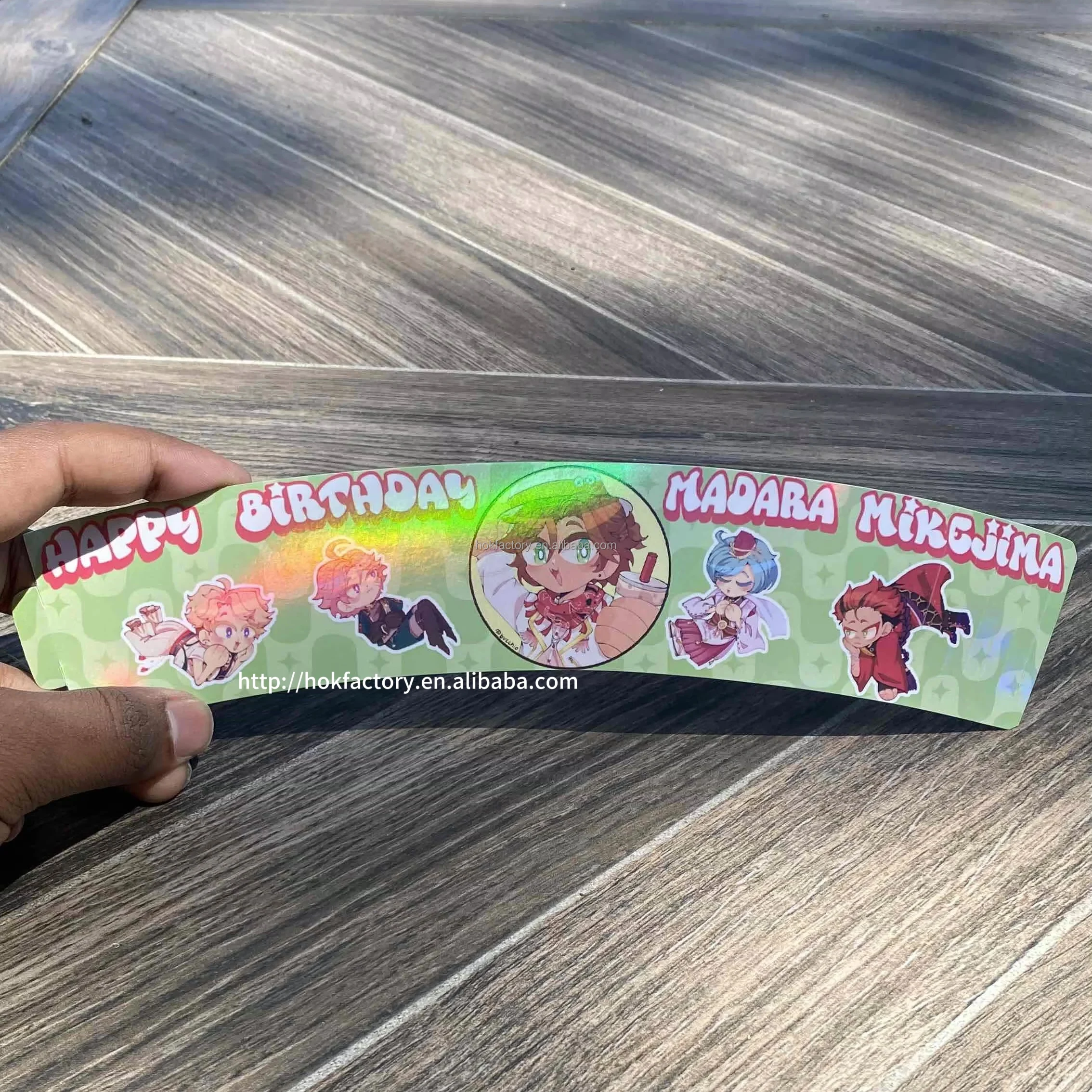 K-pop high quality low MOQ holographic cupsleeve flat paper custom printing Kpop cupsleeve cup sleeves for event