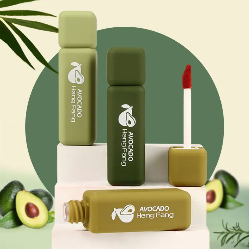 Lipgloss Matt Cute Avocado Soft Looking Design Nano Printing Technology Moisturizing Rich 3 Colors Smooth Touch Vegan Lip Gloss