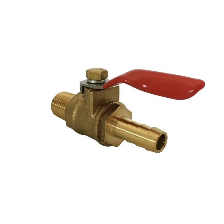 Латунный газовый запорный клапан с бородкой и наружной резьбой обратным клапаном