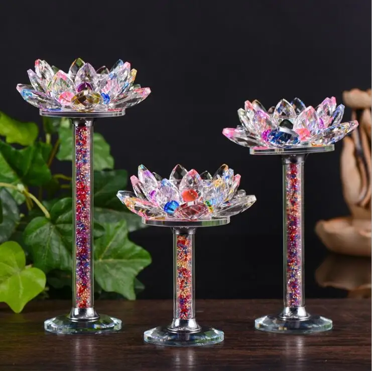 Wholesale crystal tealight candle holders crystal lotus candle holder for decoration