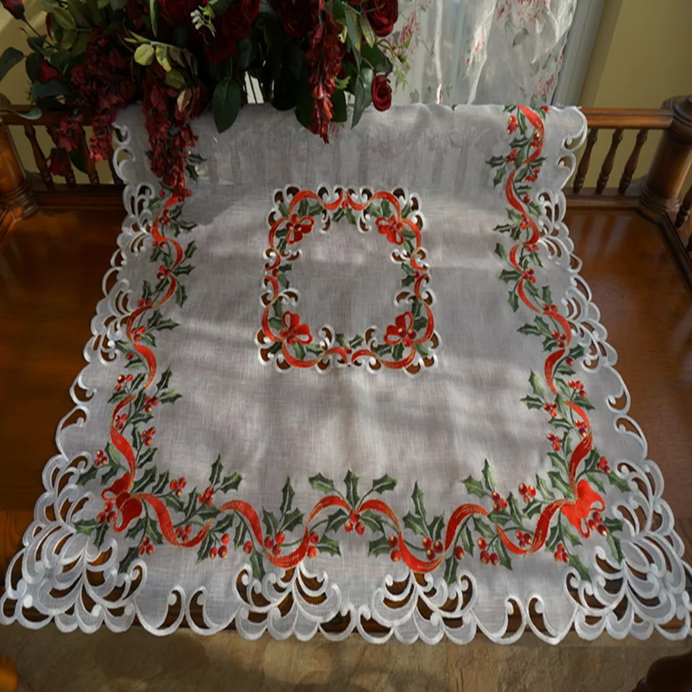 Waterproof Square Plain Embroidery Indian Wedding Tablecloths