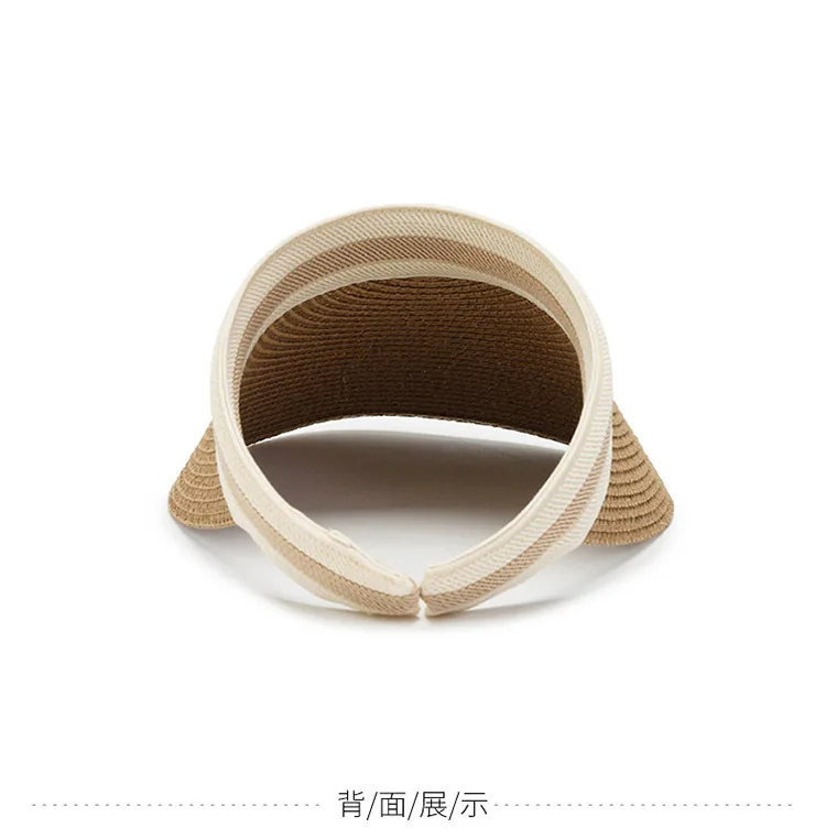 Sunproof Fashion Summer Solid Adult Women Wide Brim Soft Panama Beach Cap Girls Daisy Straw Empty Sun Visor empty top straw hat
