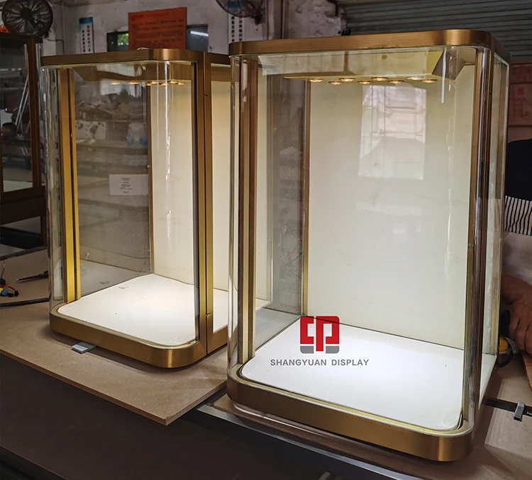 Custom High-End Jewelry Wall Display Cabinet Jewelry Store Metal Display furniture Glass Showcase Factory