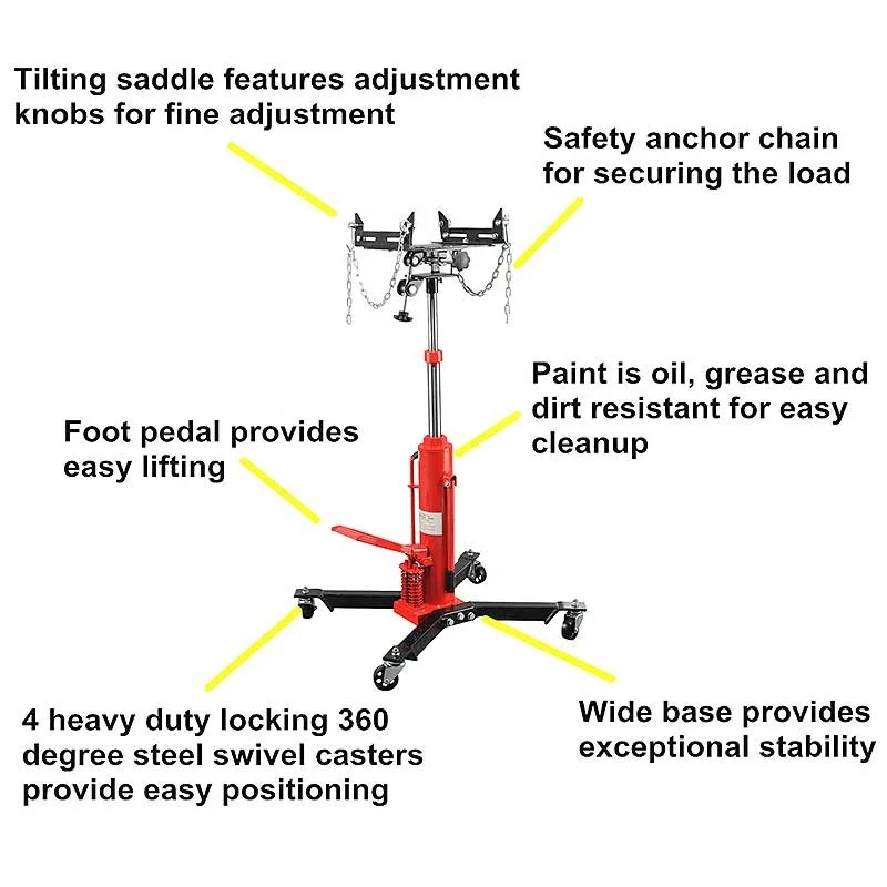 Hot Selling Two Stage Lifting 0.5t Transmission Jack High Lift Range Hydraulic Transmission Jack for Repair Car or Light Truck