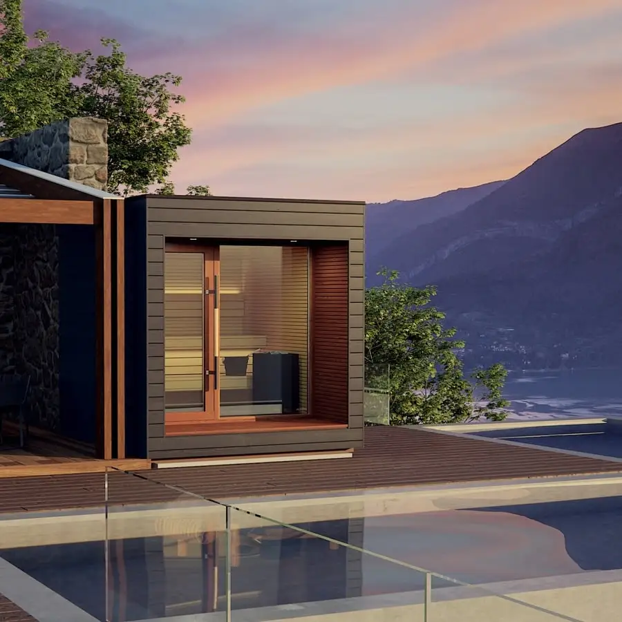 Traditional Red Cedar 6 People Steam Outdoor Cube Sauna