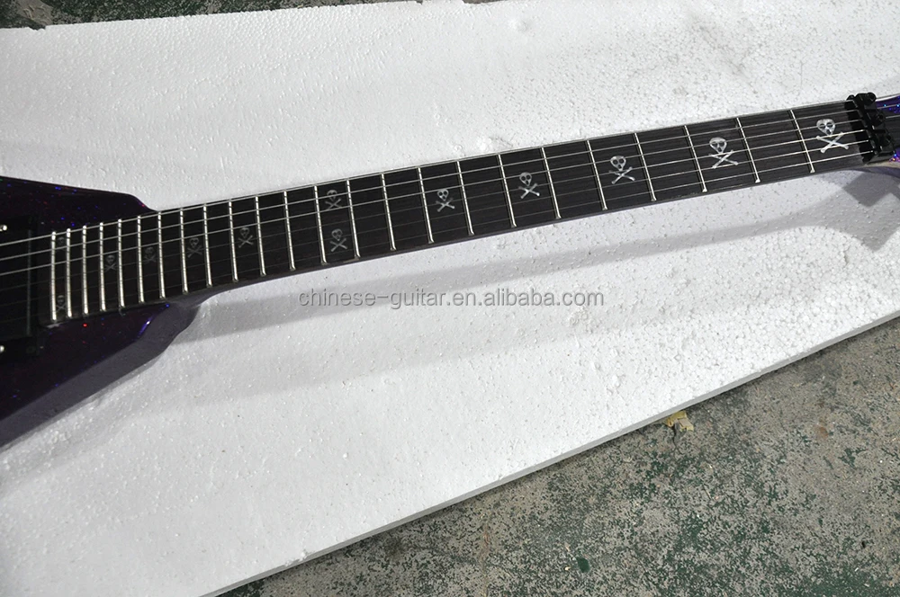 Flyoung shiny particles Paint electric Guitar Factory High QUality Guitars Flying V shape Guitar