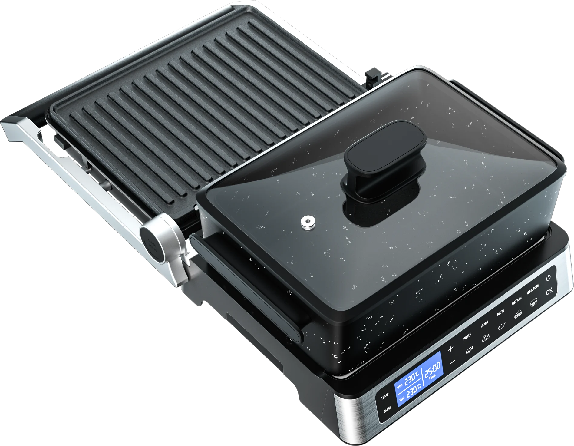 Hot Sellinh Electric Contact Grill NonStick Toaster Waffle Sandwich Press Maker Smokeless 4-slice Portable Indoor Digital Grill