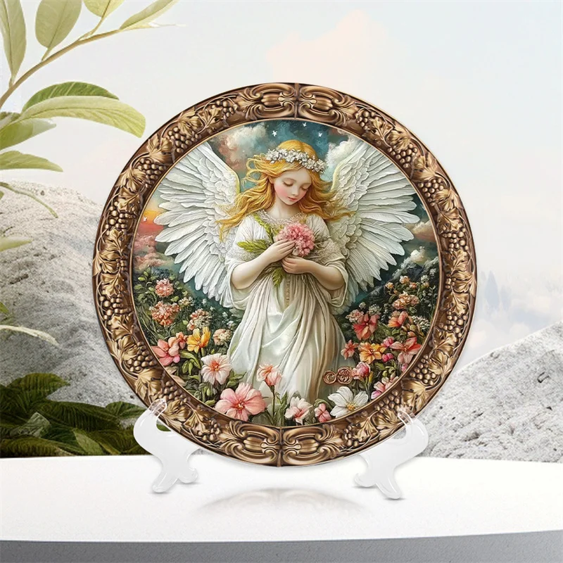 Fashion Art Decoration Popular Delicate Angel Girl Painting Element Resin  Plate Art Crafts