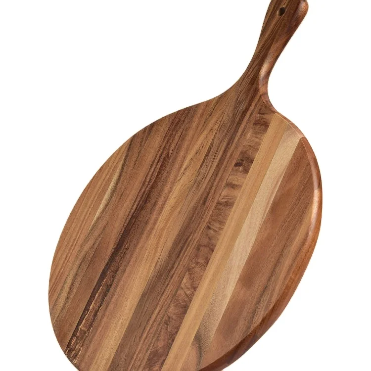 Customized Circular Wooden Bread Board Lovesickness Wood Cutting Board with Solid Wood Handle Wholesale Vegetable Cutting Board