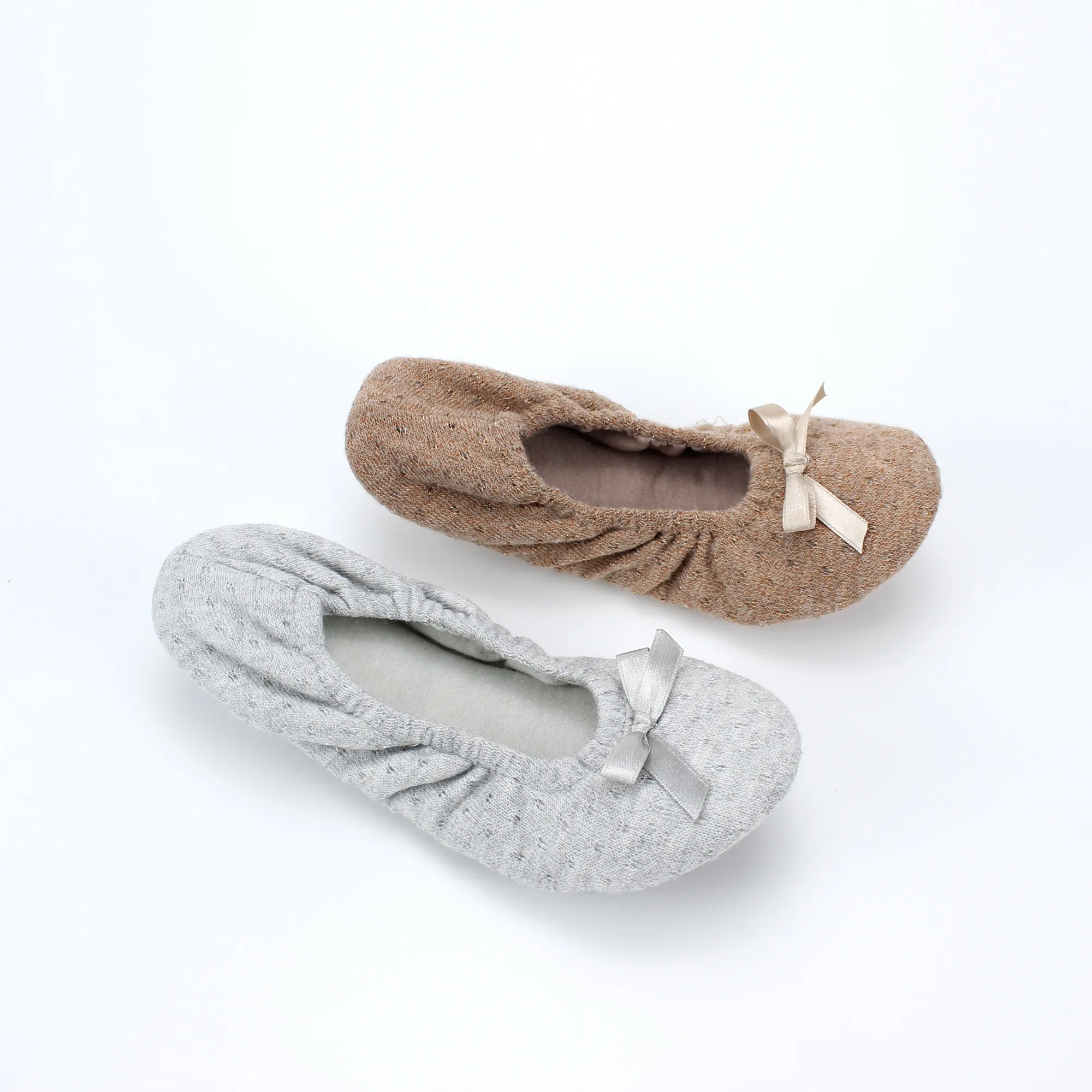 
lightweight with same color satin bow pre-slippery soft indoor slipper ballerina 