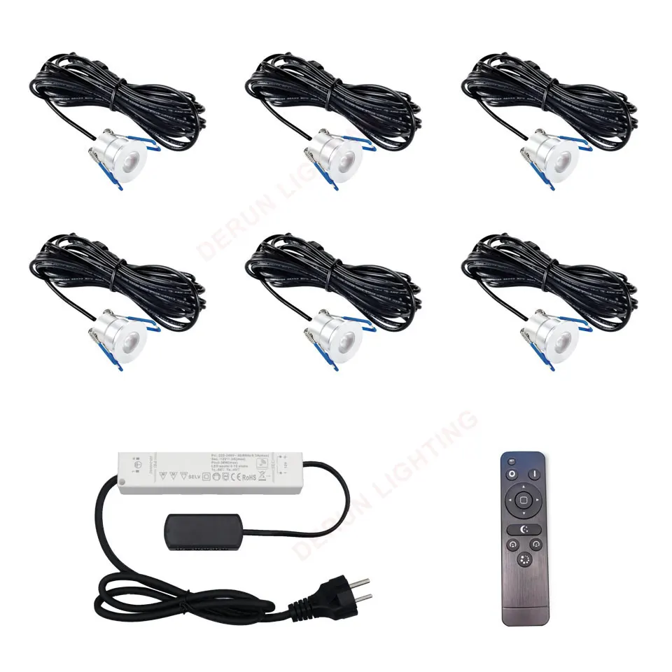 6PCS/SET remote control led mini set spot 3w 12v downlights