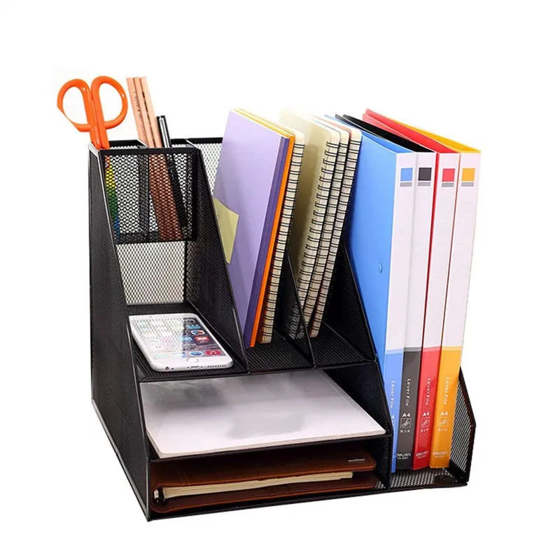 Factory Direct Sale Office File Storage Rack Detachable Metal Iron Mesh Desktop Storage Rack