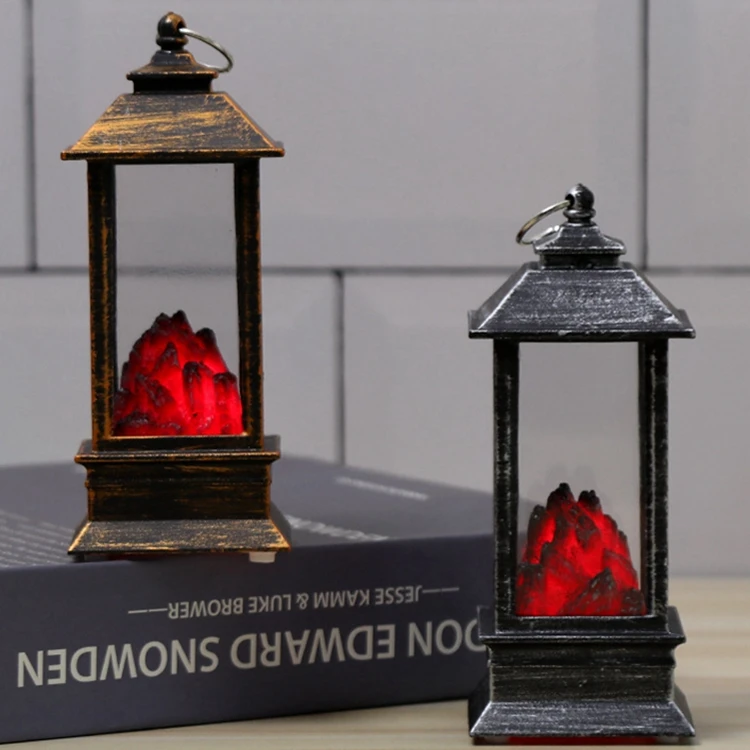 Wholesale Retro Small Wind Lantern Simulated Christmas Lantern Battery Included Fire Lantern Lamp For Fireplace Home Decoration