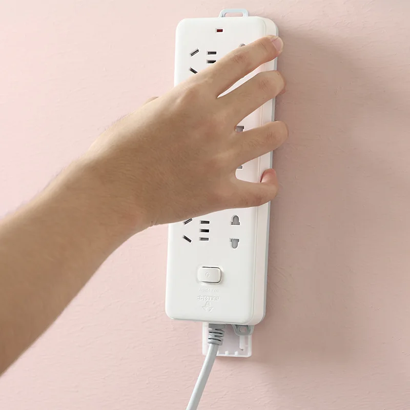 Wall-Mounted Plug Fixer Seamless Punch Free Plug Sticker Holder Sockets Holder Self-Adhesive Socket Fixer