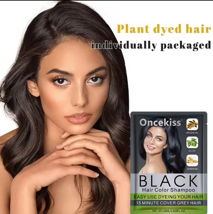 One kiss 15 minute cover grey hair fast Dye Hair Color Shampoo 10x25ml hair makeup for Home Use