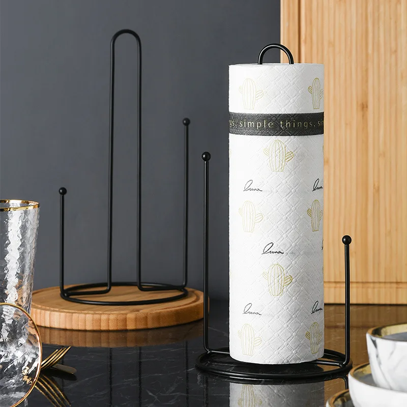 Bathroom Chrome Silver Metal Paper Towel Holder,Kitchen Countertop Round Iron Wire Paper Towel Holder Under Cabinet