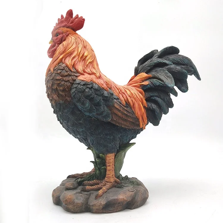 Оптовая продажа реалистичные петух скульптура курица фигурка смола фермы животных статуя смолы куриные статуэтки @