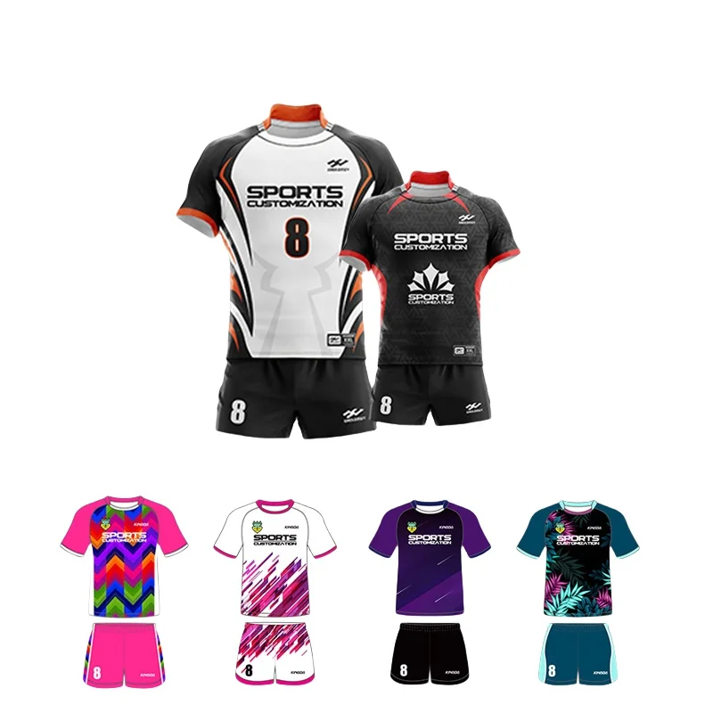 High Quality Unisex Custom Rugby Uniform Stripe Pattern Quick Dry Durable Sublimation Rugby Jersey Sets