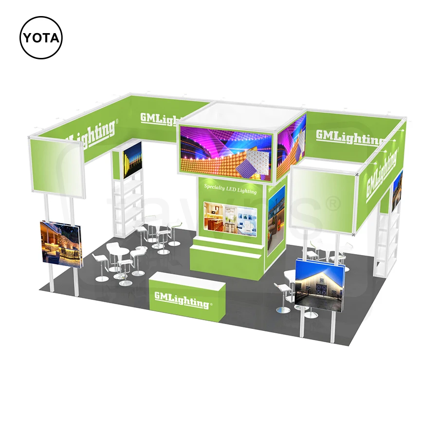 Tawns Popular Reusable Modular Trade Show Booth Custom Logo Printing Design Double Side Sign Floor Standing Lightbox Stand