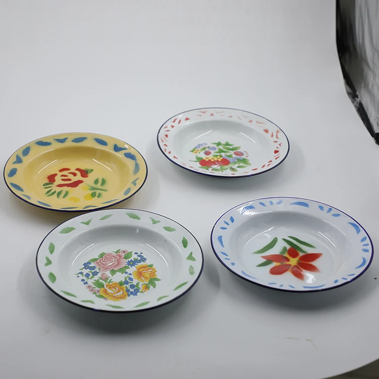 Manufacturers direct wholesale customized dinner round enamel steel soup plate