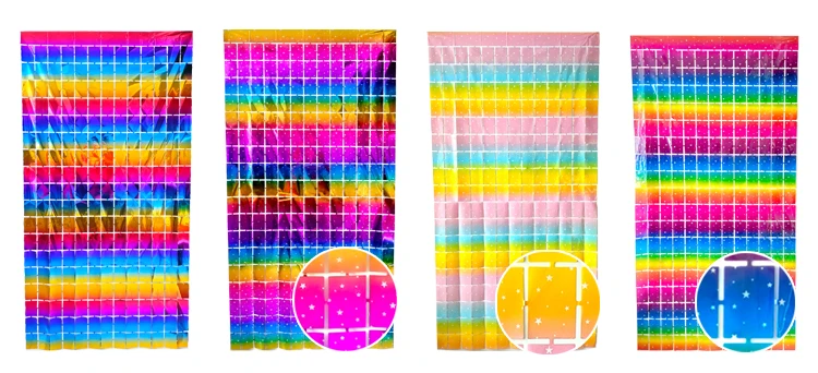 Shimmer Metallic Foil Square Curtain Birthday Wedding Supplies Rose Gold Factory Made White 1.5*3M