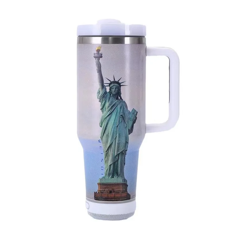 Outdoor Sport Blank Sublimation 40oz Speaker Music Coffee Beer Travel Tumbler Mug With Handle