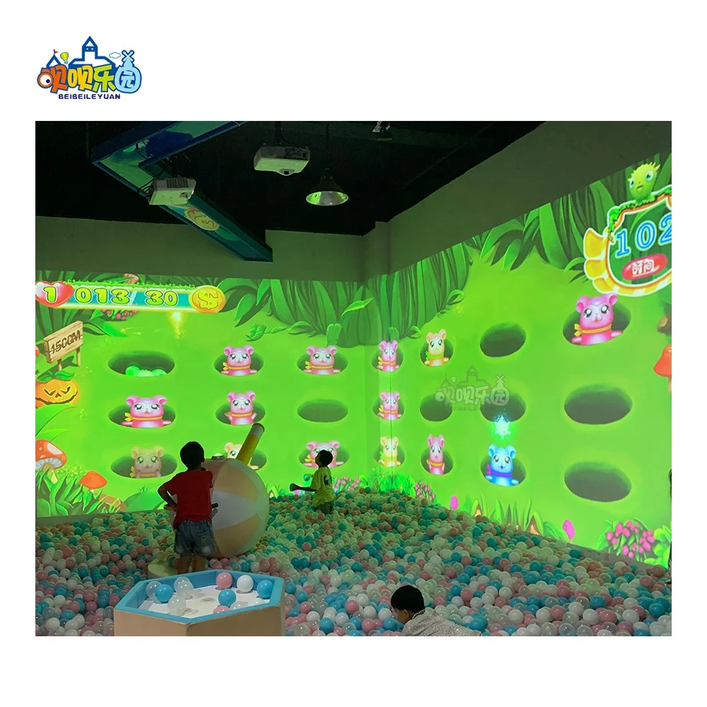 Indoor Interactive Amusement Trampoline Park Projection 3D AR Projector Wall Shooting Ball Game Interactive Games for Kids
