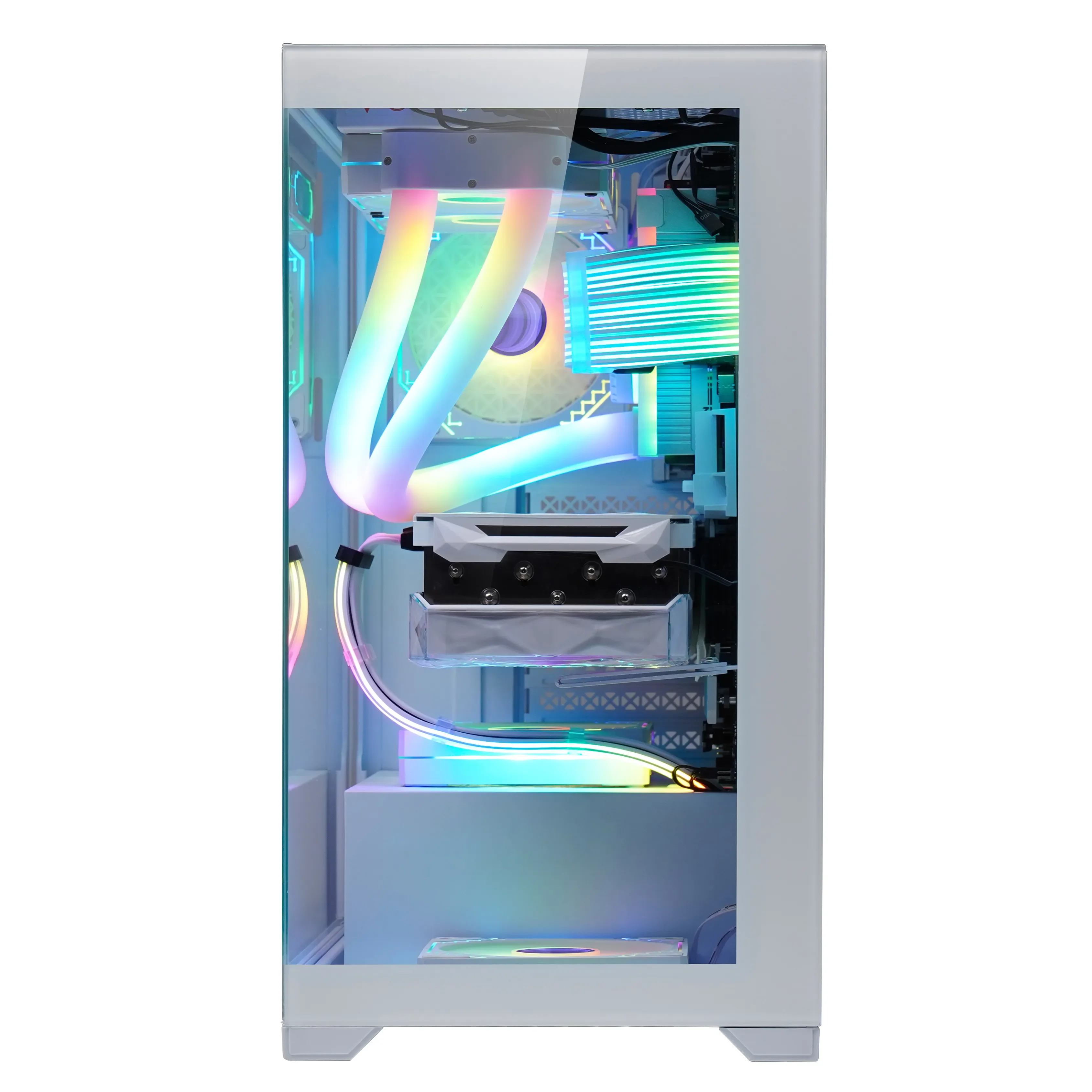 Панорамные компьютерные чехлы из закаленного стекла с RGB-вентилятором