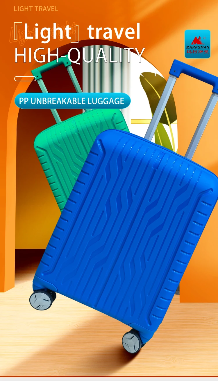 Customizable 3-Piece Travel Luggage Set Convenient PP Material with TSA-Approved Lock and Spinner Wheels for Unisex Airport Use