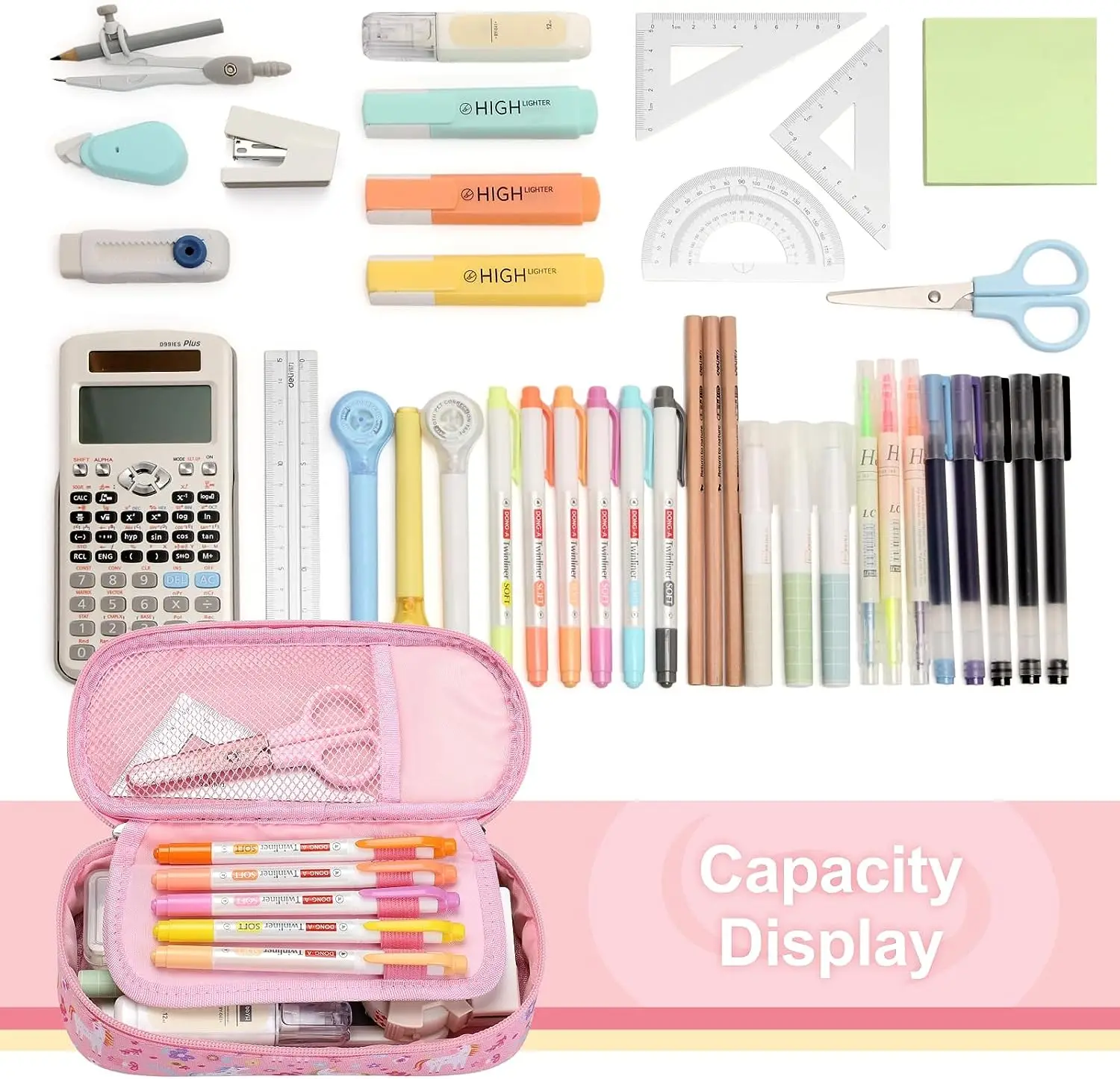 New Design Children Unicorn Polyester Pencil Case Cute Printed Pencil Case Large Capacity Zipper Pencil Box for Girls