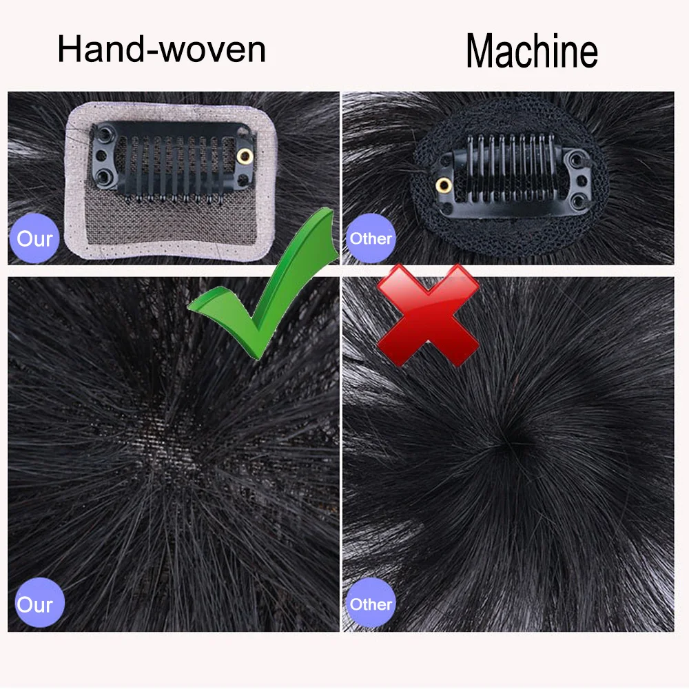 Human Hair Extensions One Piece Air Fringe Hand Tied Straight 3D  Clip in Hair Bangs with Temples for Women