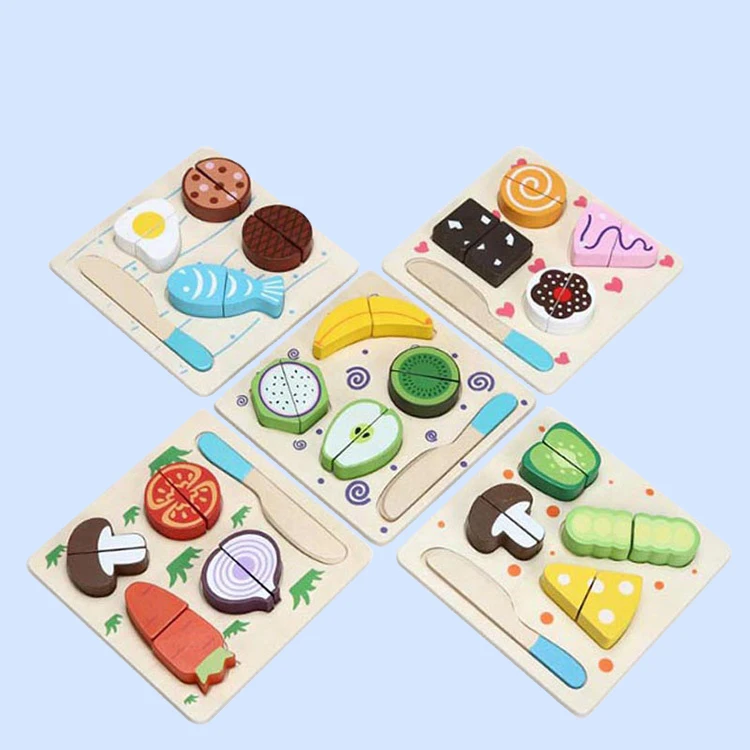 6 детский игровой набор, имитация еды, деревянная вырезка фруктов и овощей, пазл