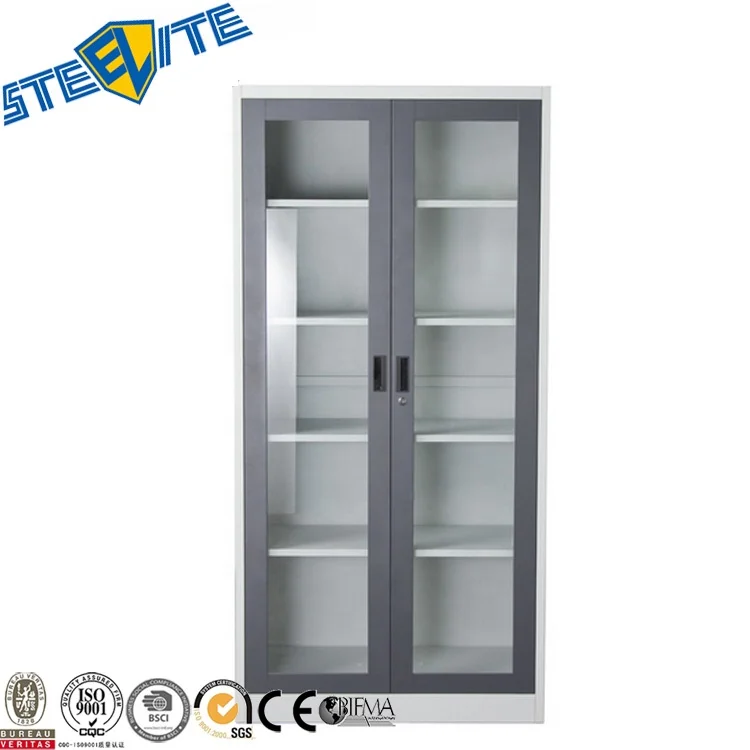 KD freestanding larder cupboard/glass display kitchen pantry cabinet cupboard design with five adjustable shelves for dubai