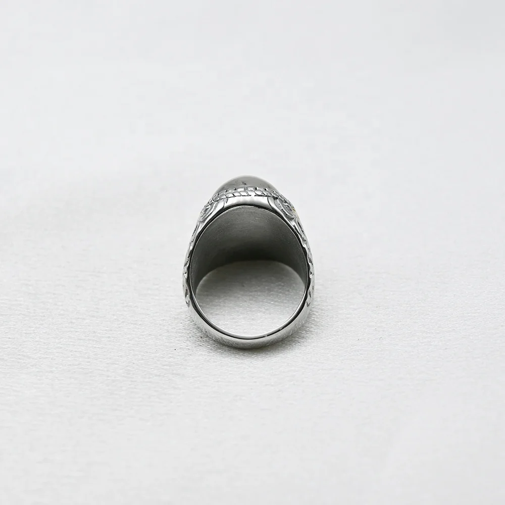 Customize Fashion Onyx Stone Luxury Men Ring Stainless Steel Jewelry Men Art Design Jewelry Rings