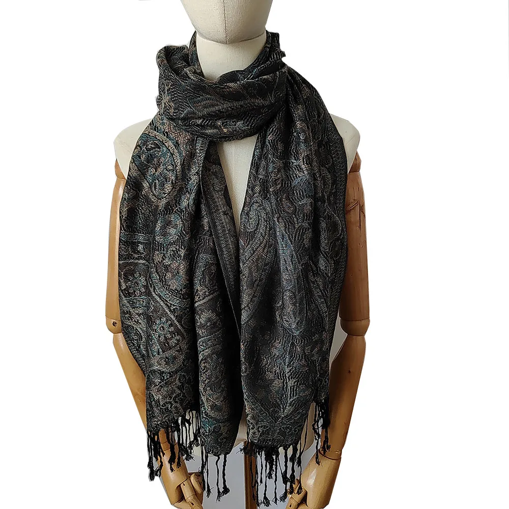 New Arrive Pashmina Scarf For Women Custom Design Jacquard Long Wrap Shawl Elegant  Luxury Quality Scarf