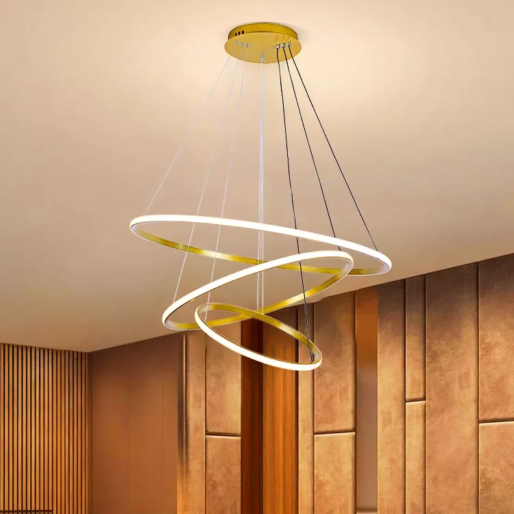 Wholesale Hotel Modern Living Room Gold Circle Line Ring Round Ceiling Pendant Light Led Chandelier