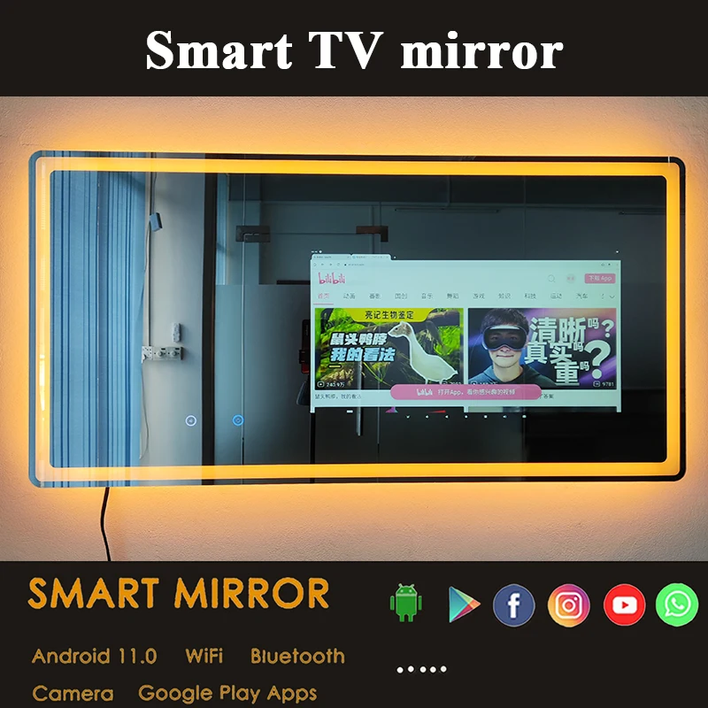 Popular Android System Modern Hotel Home Magic WIFI Android 11 Touch Screen LED Smart TV Mirror