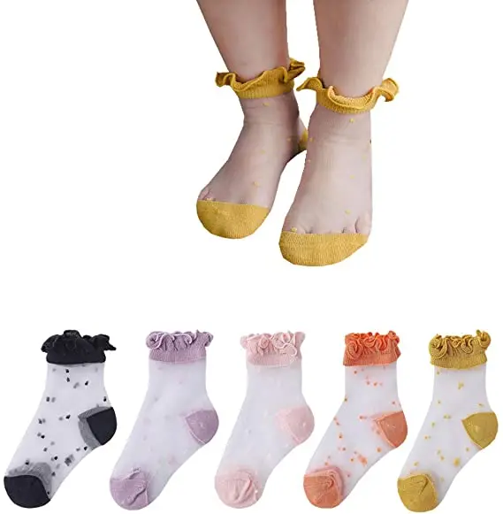 
Summer Breathable Soft Baby Girl Ruffle Socks Custom Design Thin Princess Kid Socks Sheer 5 Pairs Pack 