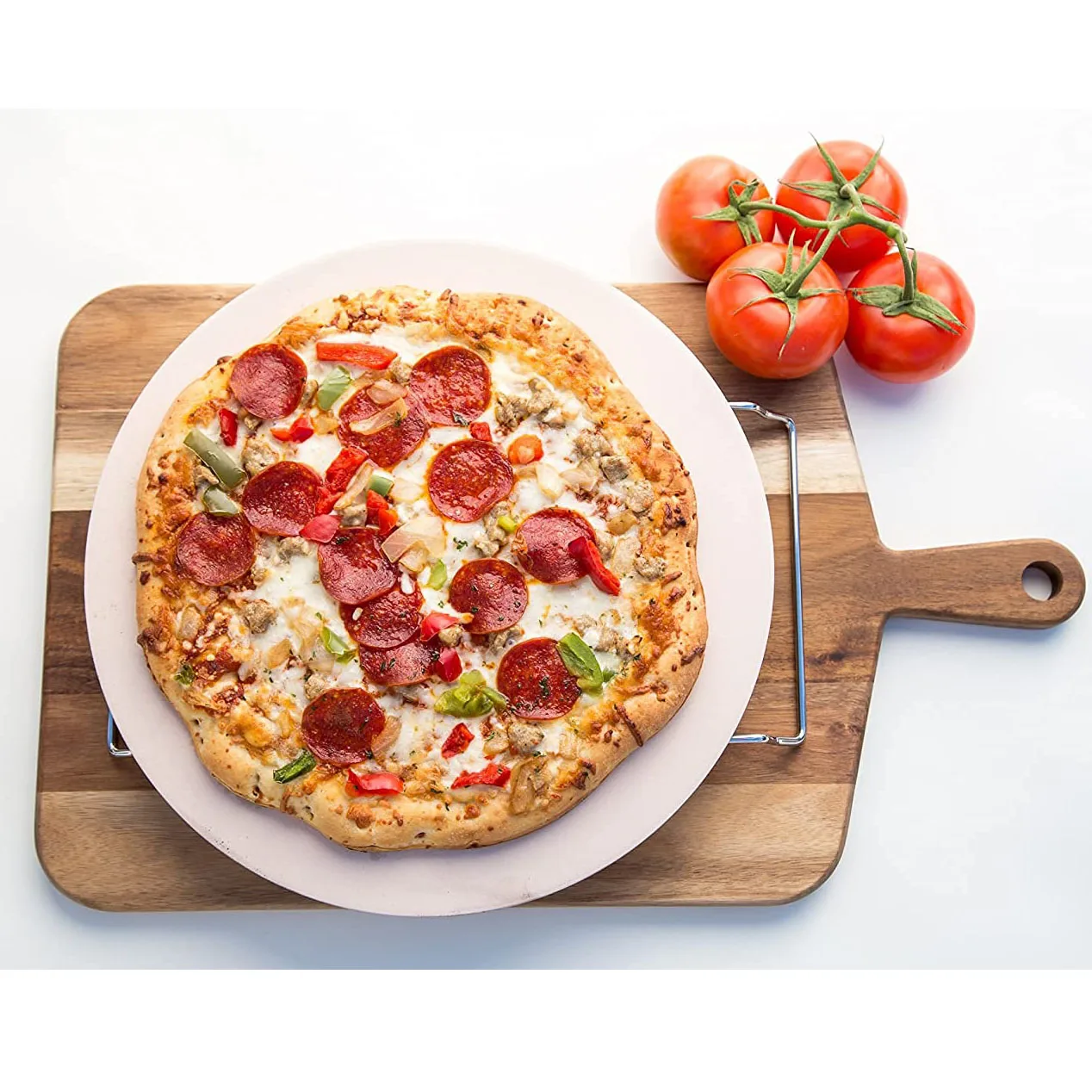 Acacia Wood Cutting Board Kitchen Pizza Cheese Vegetable Board with Handle 18 Inch Length Sustainable Chopping Blocks 300 Sets